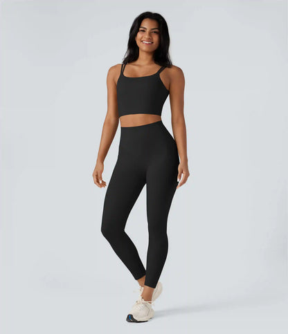 Halara UltraSculpt™ Double Straps Twisted Backless Cropped Yoga Tank Top