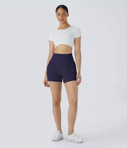 Breezeful™ Super High Waisted Curved Hem 2-in-1 Pocket Quick Dry Yoga Shorts 3.5''