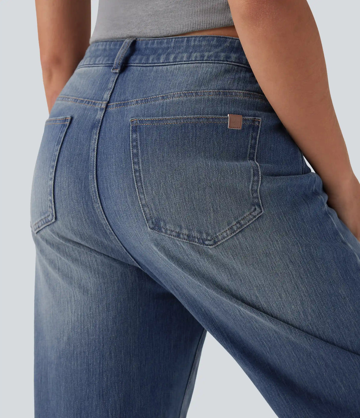 Halara Flex™ High Waisted Washed Casual Barrel Leg Jeans with Pockets
