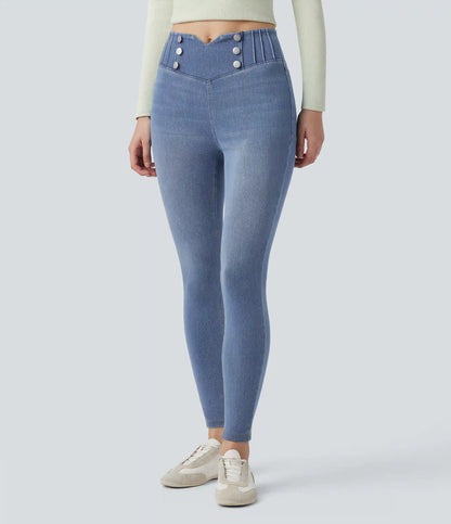 Halara Flex™ High Waisted Tummy Control Skinny Denim Casual Leggings with Pockets