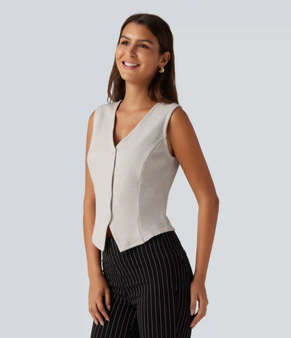 V Neck Waffle Work Vest