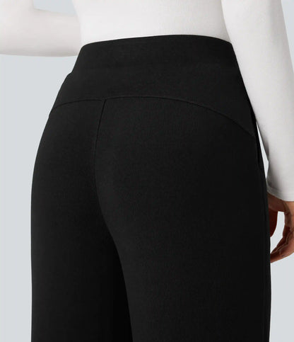 High Waisted Wide Leg Thermal Work Pants with Pockets