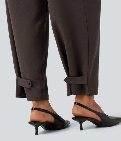 High Waisted Straight Leg Work Pants with Pockets