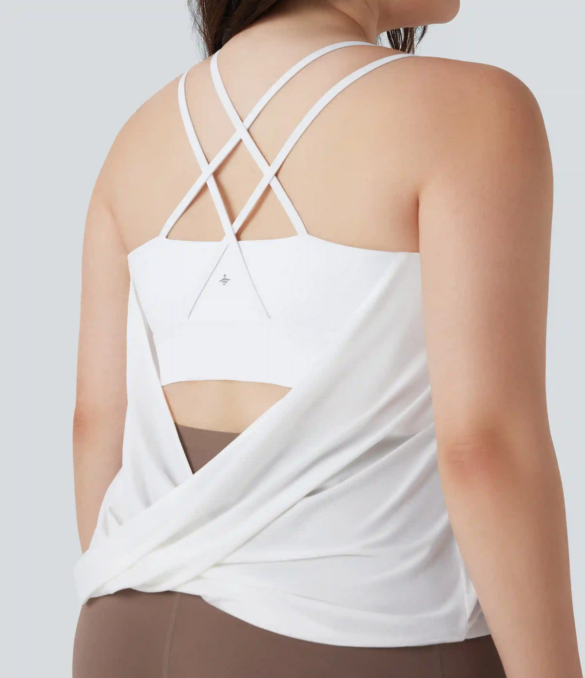 Plus Size Crisscross Backless Pleated Quick Dry Yoga Cami Top