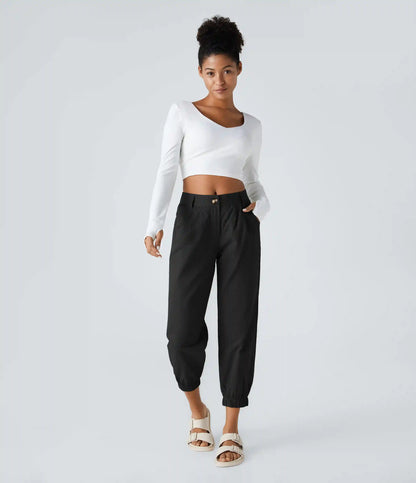 Mid Rise Casual Joggers with Pockets