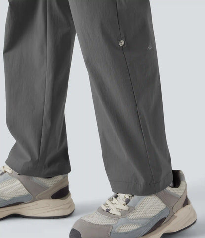 Durable Water Repellent Mid Rise Straight Leg Hiking Pants with Pockets-Adjustable Pant Length