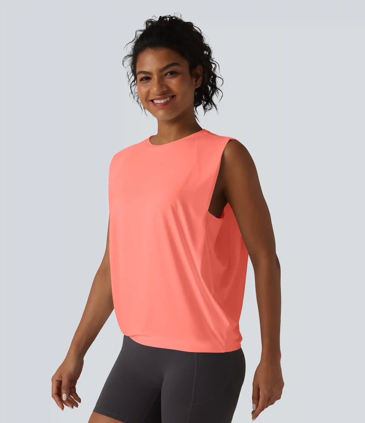Round Neck Crossover InstantCool Yoga Tank Top-UPF50+