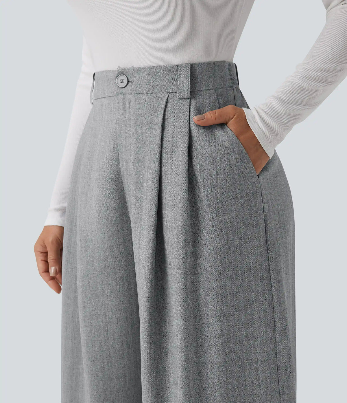 High Waisted Wide Leg Baggy Work Pants with Pockets