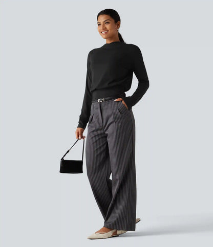 Mock Neck Long Sleeve Boxy Casual Top