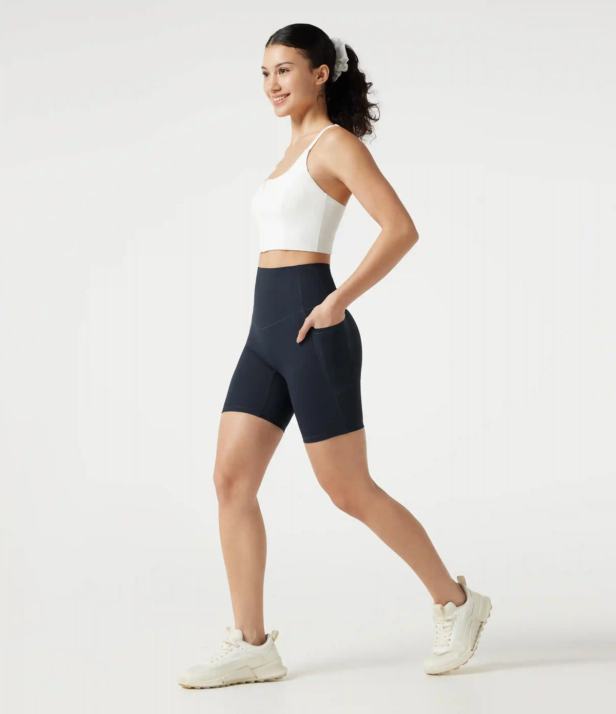 Halara UltraSculpt™ High Waisted Anti-Roll Tummy Control Shaping Workout Biker Shorts 7'' with Pockets