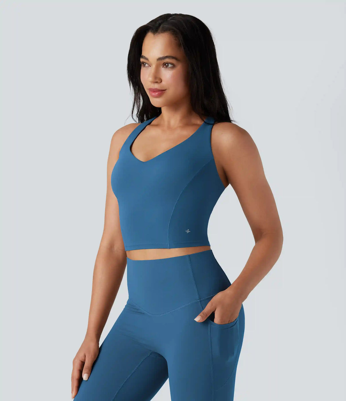 Halara UltraSculpt™ Deep V-neck Push-Up Crisscross Back 2-in-1 Yoga Tank Top