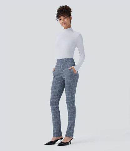 Halara Flex™ High Waisted Houndstooth Plaid Skinny Work Pants with Pockets