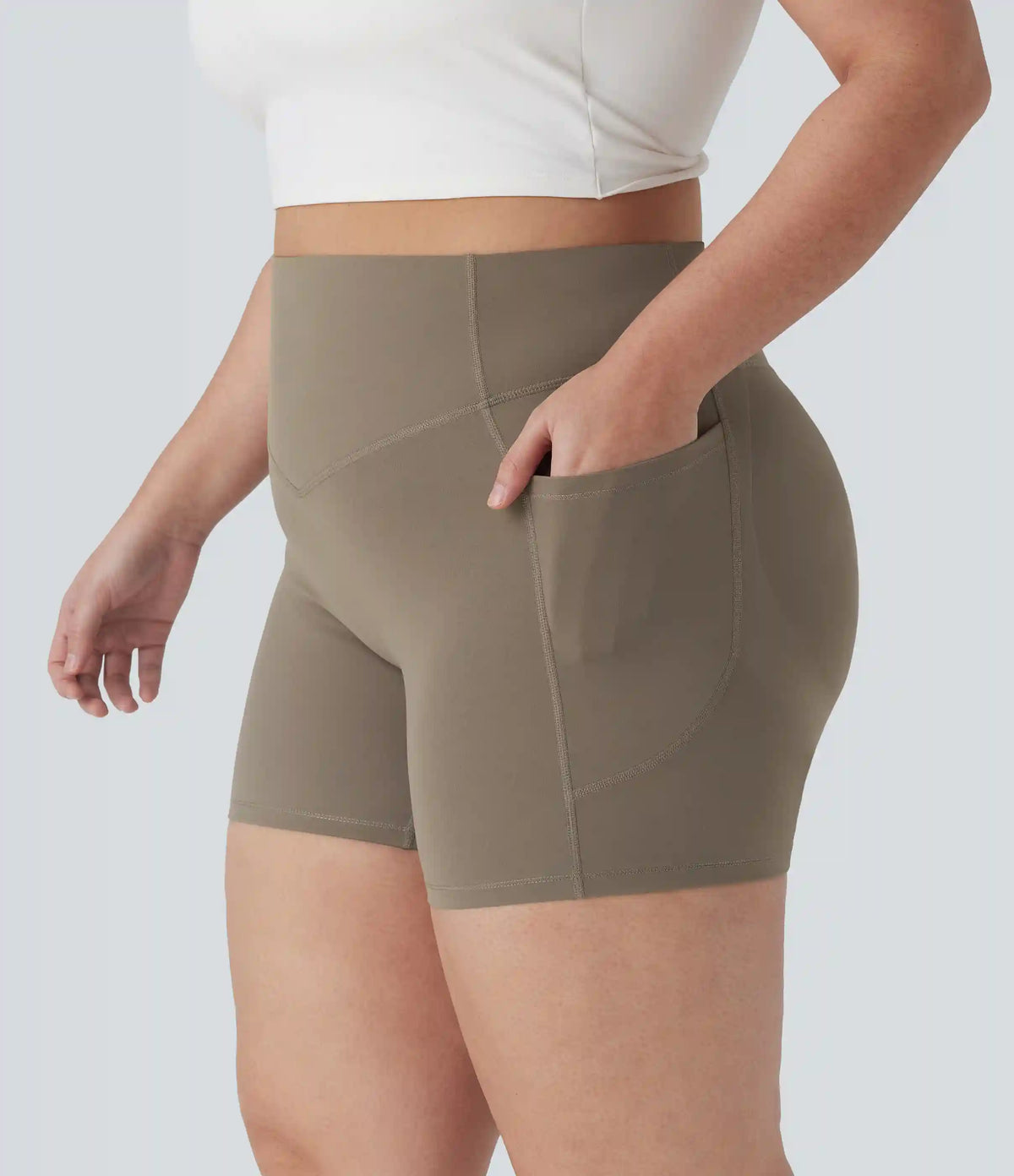 Plus Size Halara UltraSculpt™ High Waisted Scrunch Butt Lifting Tummy Control Shaping Training Biker Shorts 5'' with Pockets
