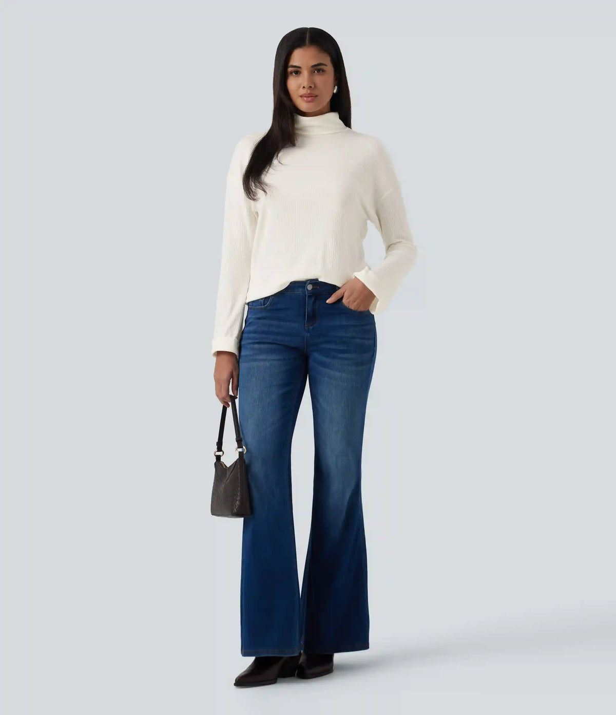High Neck Long Sleeve Casual Top
