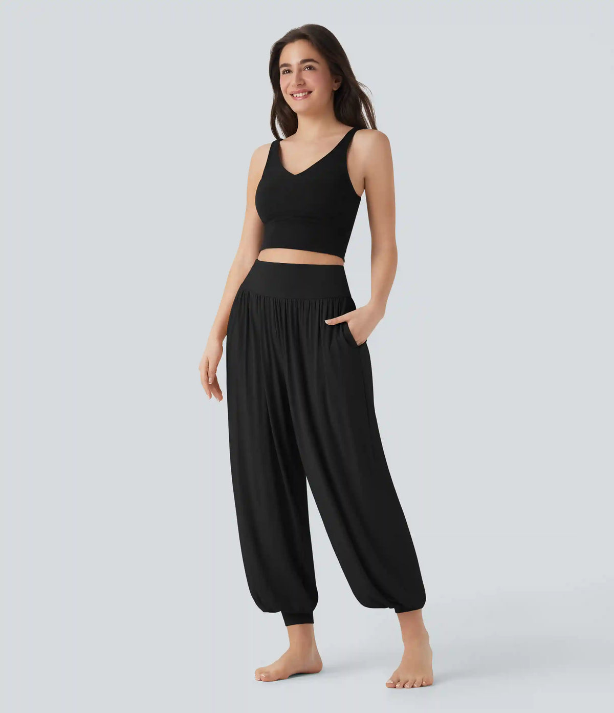 High Waisted Tummy Control Yoga Baggy Joggers with Pockets