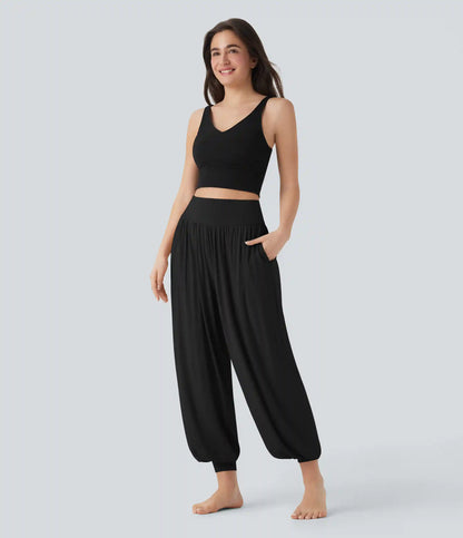 High Waisted Tummy Control Yoga Baggy Joggers with Pockets