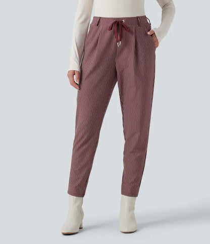 Halara Flex™ Mid Rise Drawstring Tapered Stripe Work Pants with Pockets