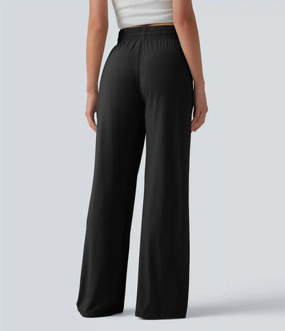 Mid Rise Drawstring Casual Baggy Pants with Pockets