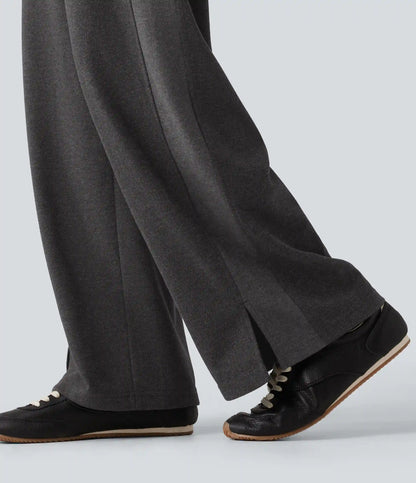 High Waisted Drawstring Straight Leg Casual Pants with Pockets