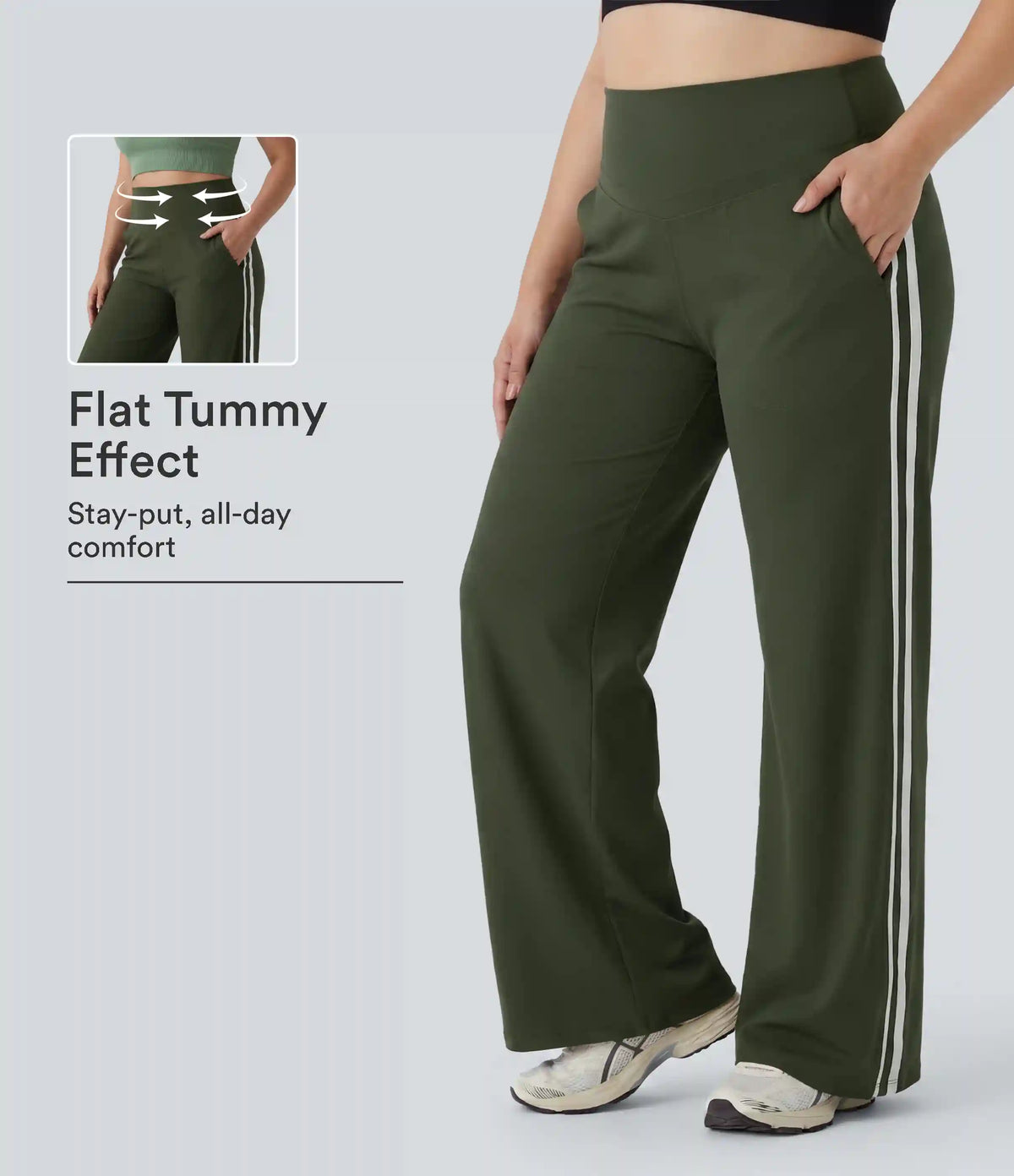 Plus Size Halara UltraSculpt™ High Waisted Tummy Control Color Block Stripes Yoga Baggy Pants with Pockets