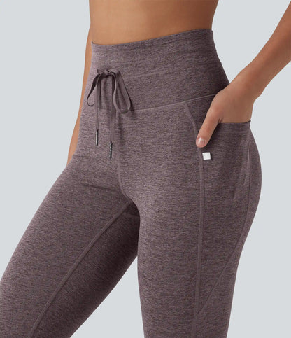 Halara UltraSculpt™ Heathered High Waisted Drawstring Quick Dry Yoga 7/8 Leggings with Pockets