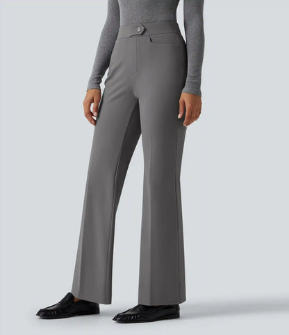 Mid Rise Flare Fleece Work Pants with Pockets