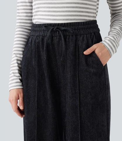 High Waisted Drawstring Baggy Casual Pants with Pockets