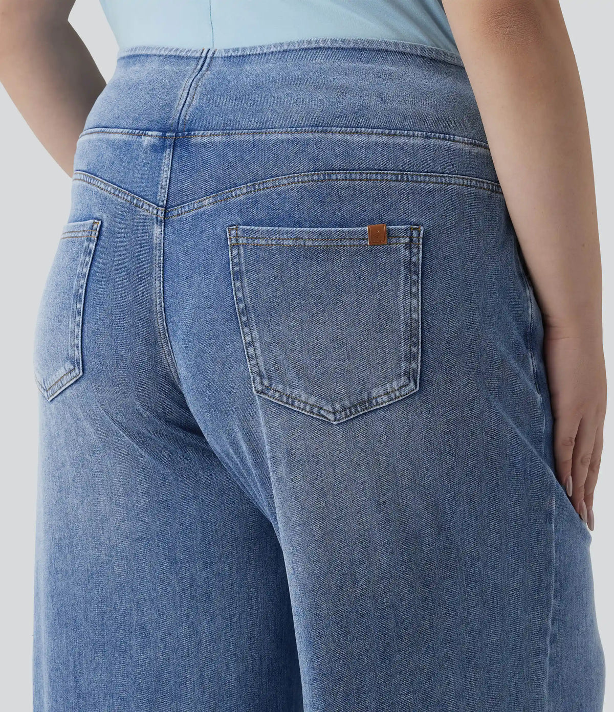 Plus Size Halara Flex™ Mid Rise Draped Lyocell Washed Baggy Casual Jeans with Pockets
