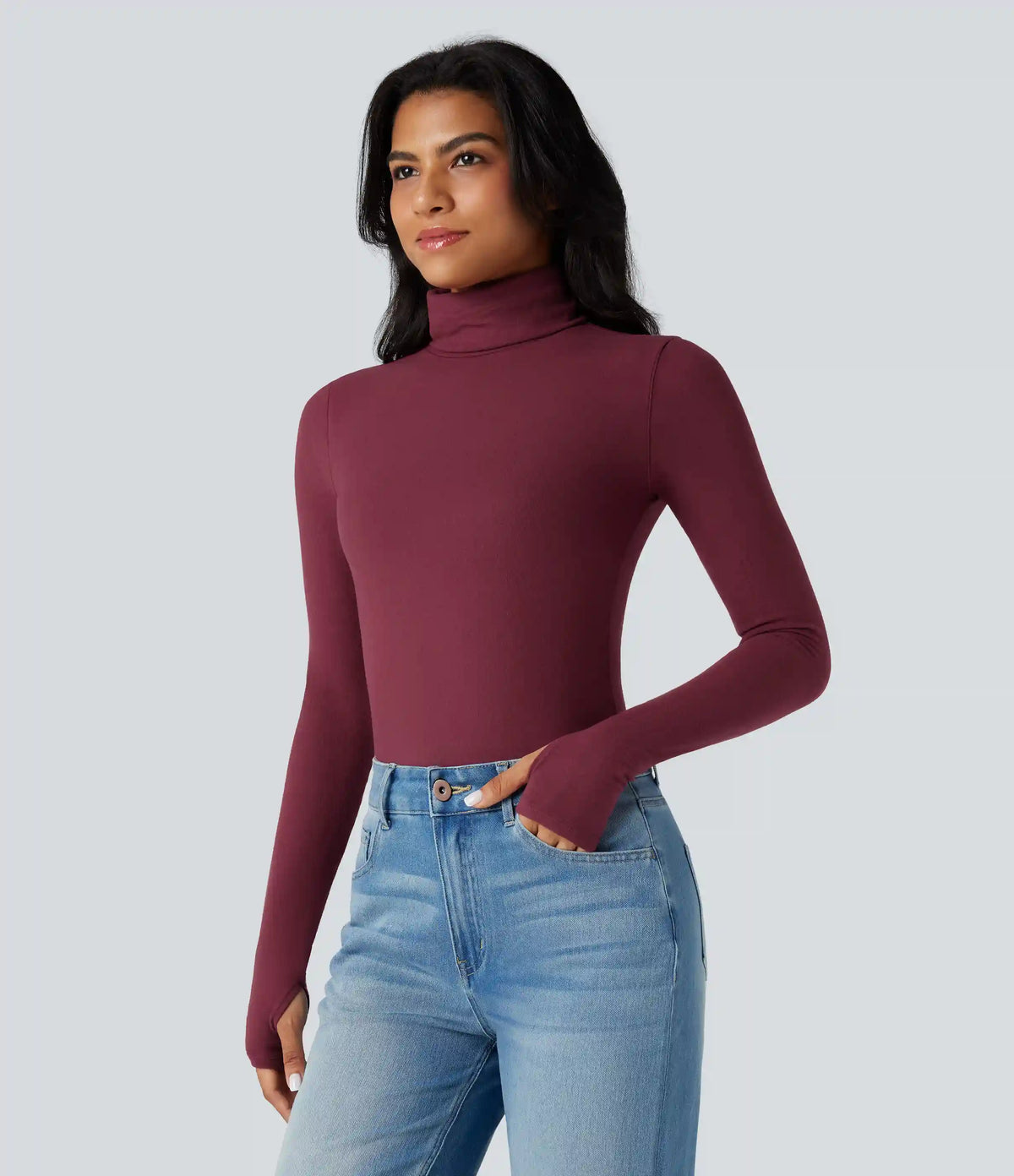 Halara HeatCore Turtleneck Long Sleeve Thumb Hole Casual Warming Top