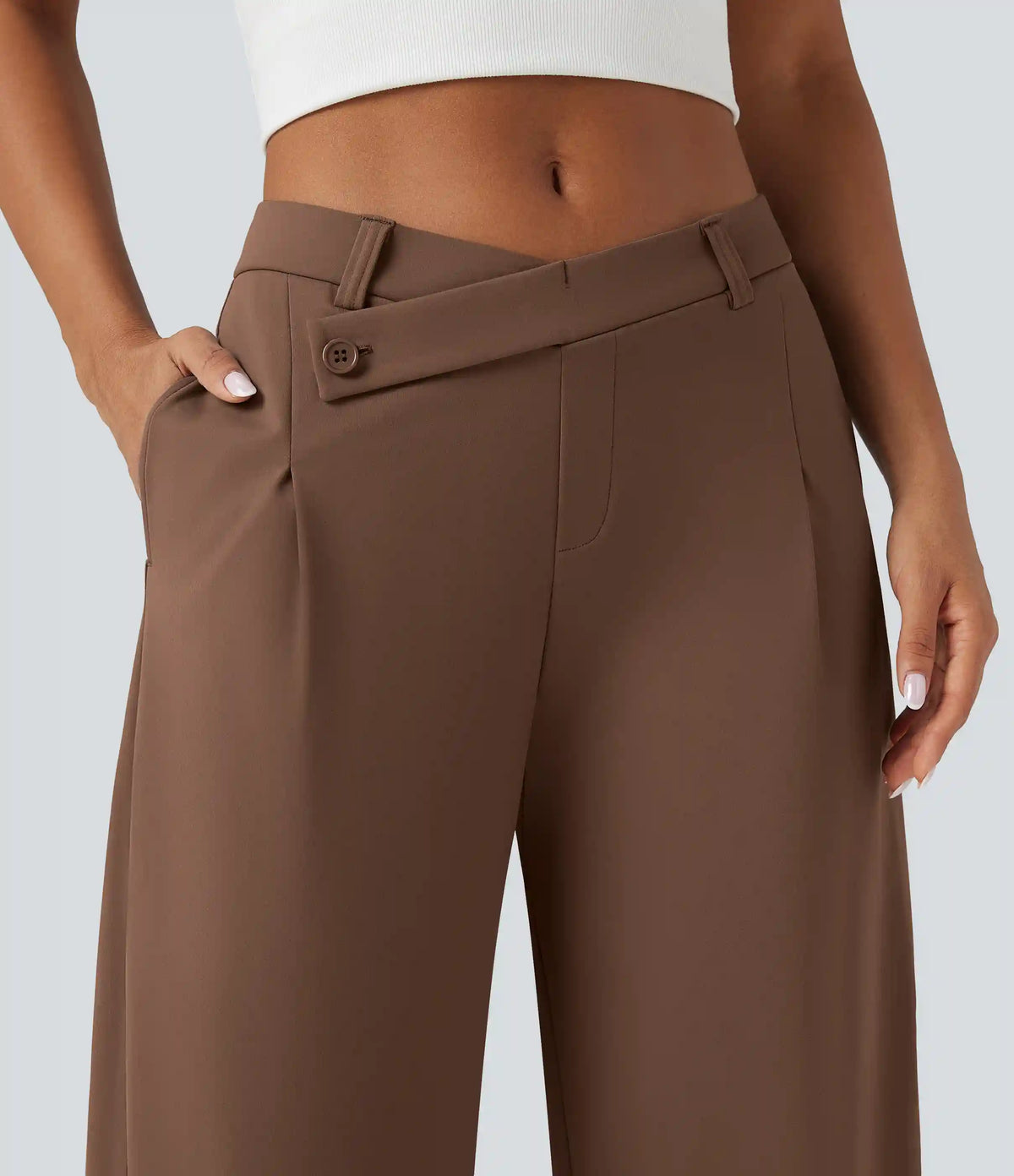 Halara Flex™ DayStretch Asymmetric Mid Rise Barrel Leg Work Pants with Pockets