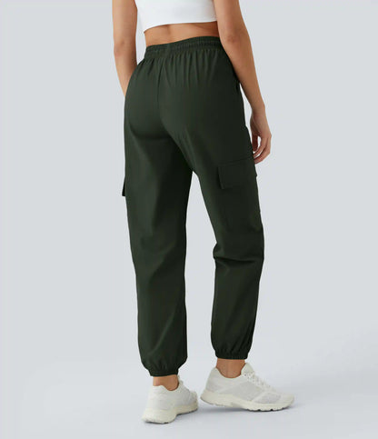 Mid Rise Drawstring Pocket Casual Cargo Joggers