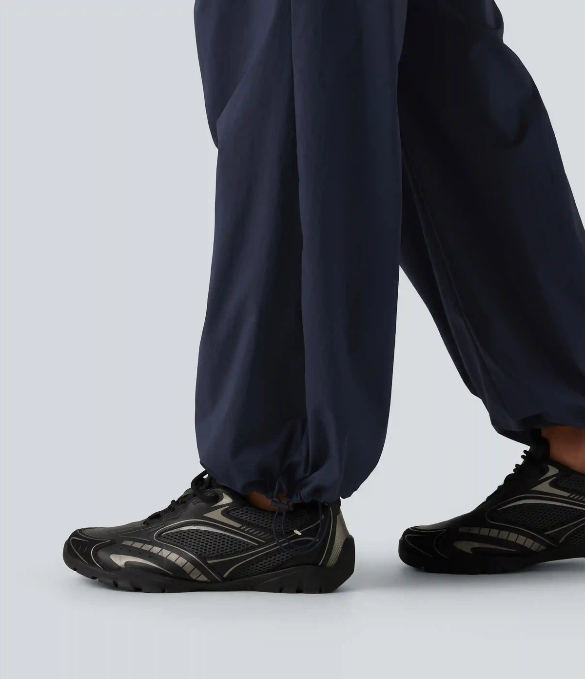 Mid Rise Drawstring Ruched Wide Leg Hiking Pants with Pockets