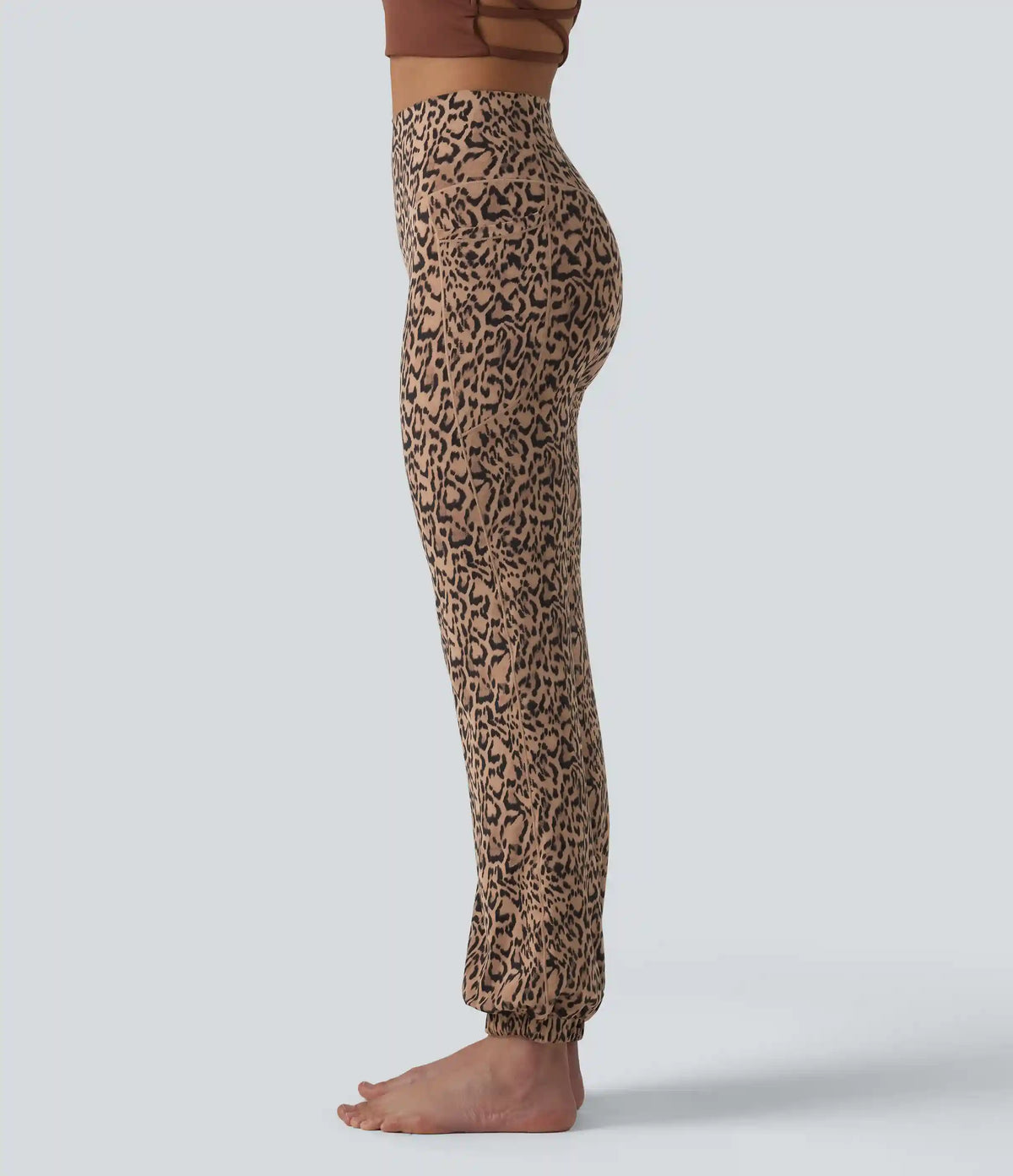 SoftlyZero™ Leopard Print High Waisted Dance Balloon Joggers with Pockets-UPF40+