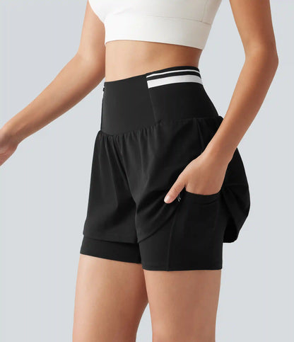 SoftlyZero™ Airy Reflective Super High Waisted Tummy Control 2-in-1 Cool Touch Workout Shorts 5'' with Pockets