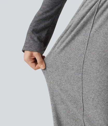 High Waisted Drawstring Wide Leg Casual Pants with Pockets