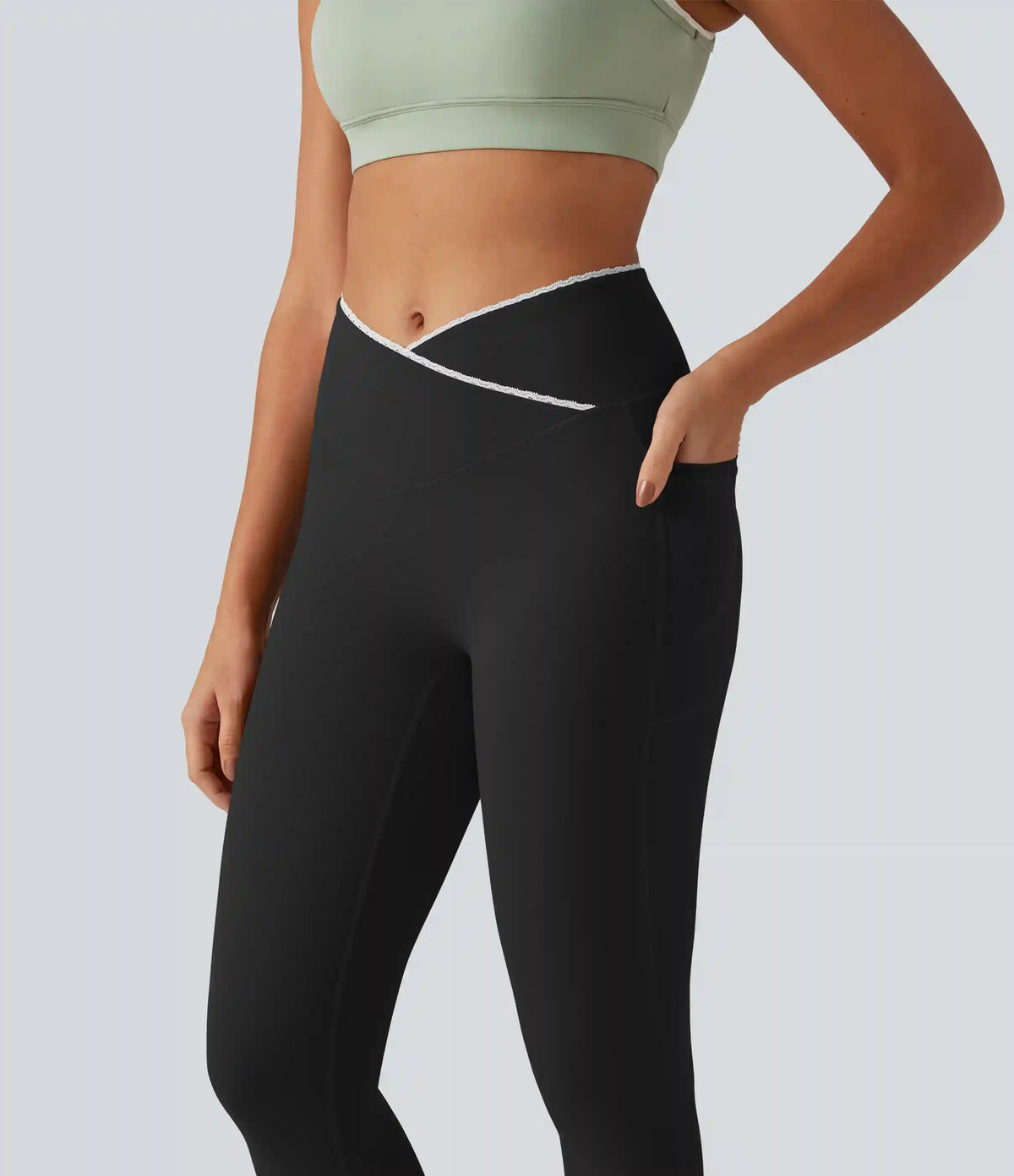 Halara UltraSculpt™ High Waisted Crossover Color Block Yoga Leggings with Pockets