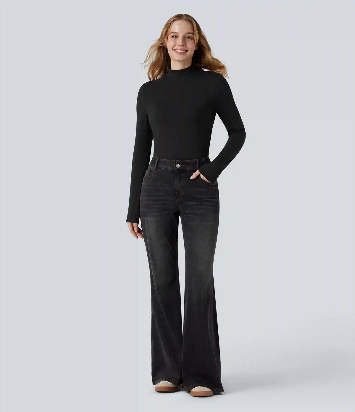 Halara HeatCore Mock-neck Long Sleeve Casual Warming Top