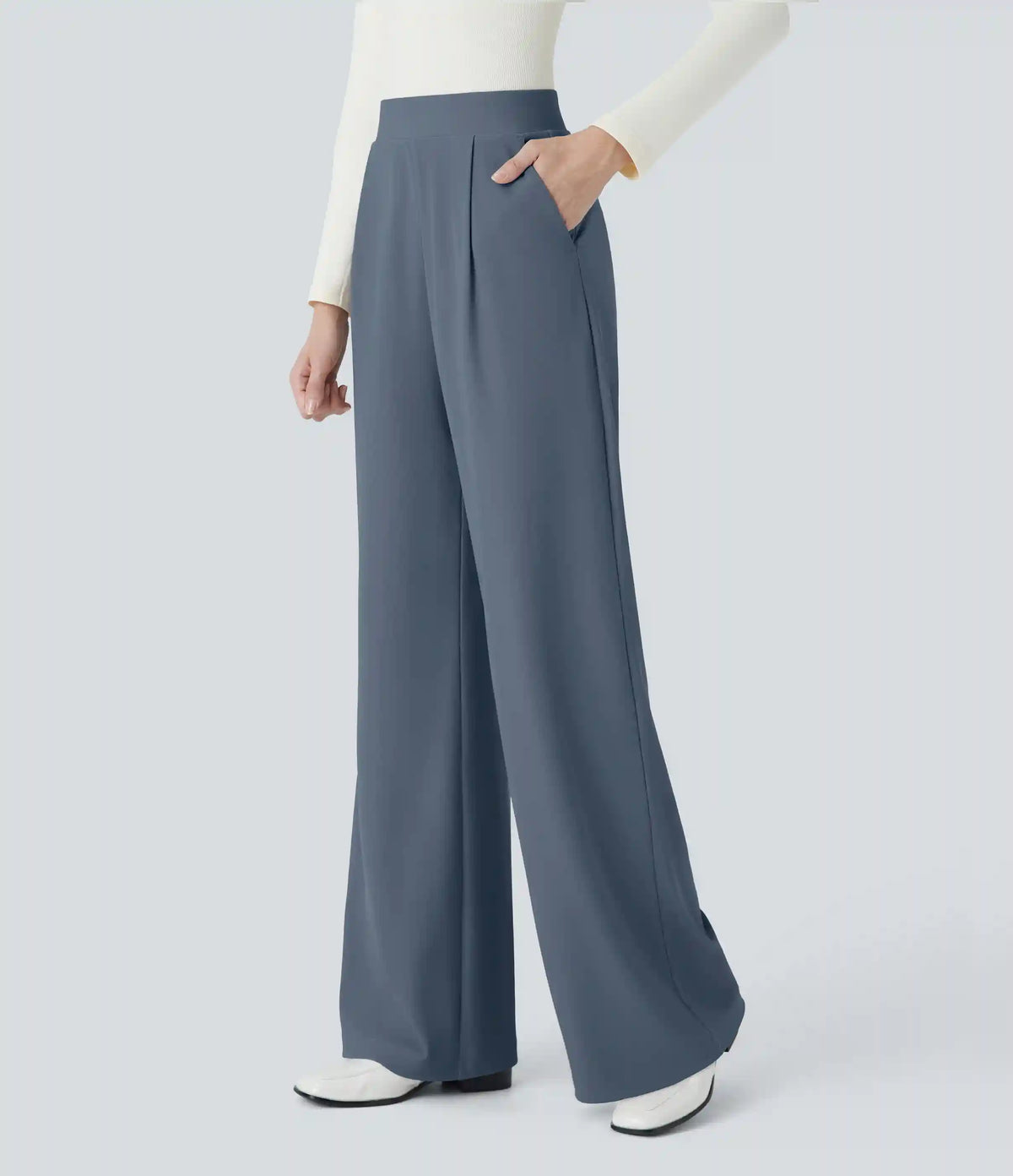 Halara Flex™ High Waisted Body Sculpt Waist-Slimming Pocket Wide Leg Micro Waffle Work Pants
