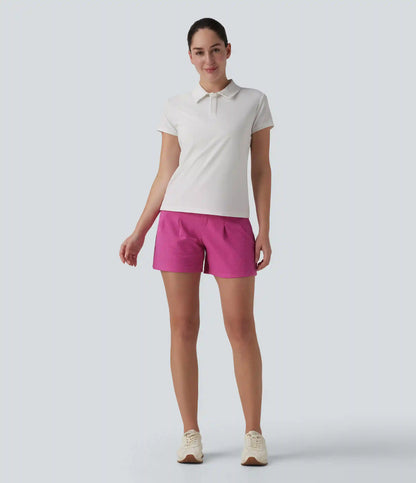 High Waisted Quick Dry Golf Shorts with Pockets-UPF40+