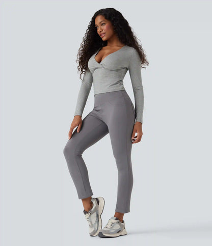 Deep V Neck Long Sleeve Casual Top