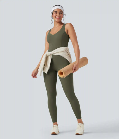Halara UltraSculpt™ V Neck Tummy Control Butt Lifting Workout Jumpsuit with Pockets