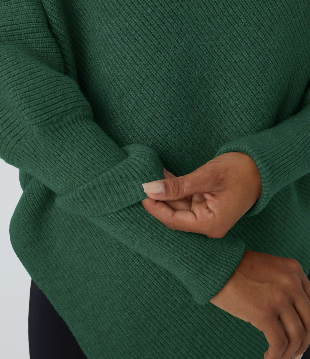 High Neck Long Sleeve Asymmetric Hem Work Sweater