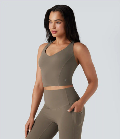 Halara UltraSculpt™ Deep V-neck Push-Up Crisscross Back 2-in-1 Yoga Tank Top