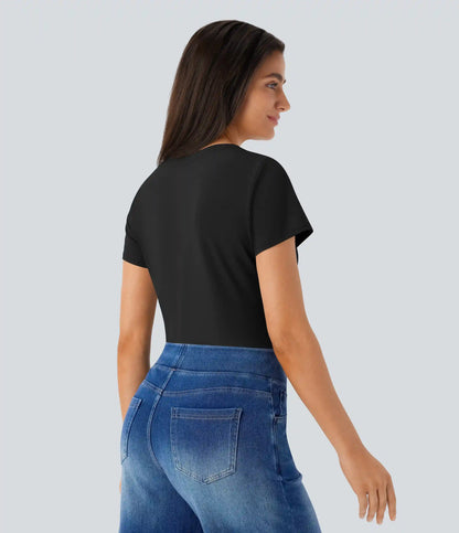 Round Neck Short Sleeve Basic Work Top