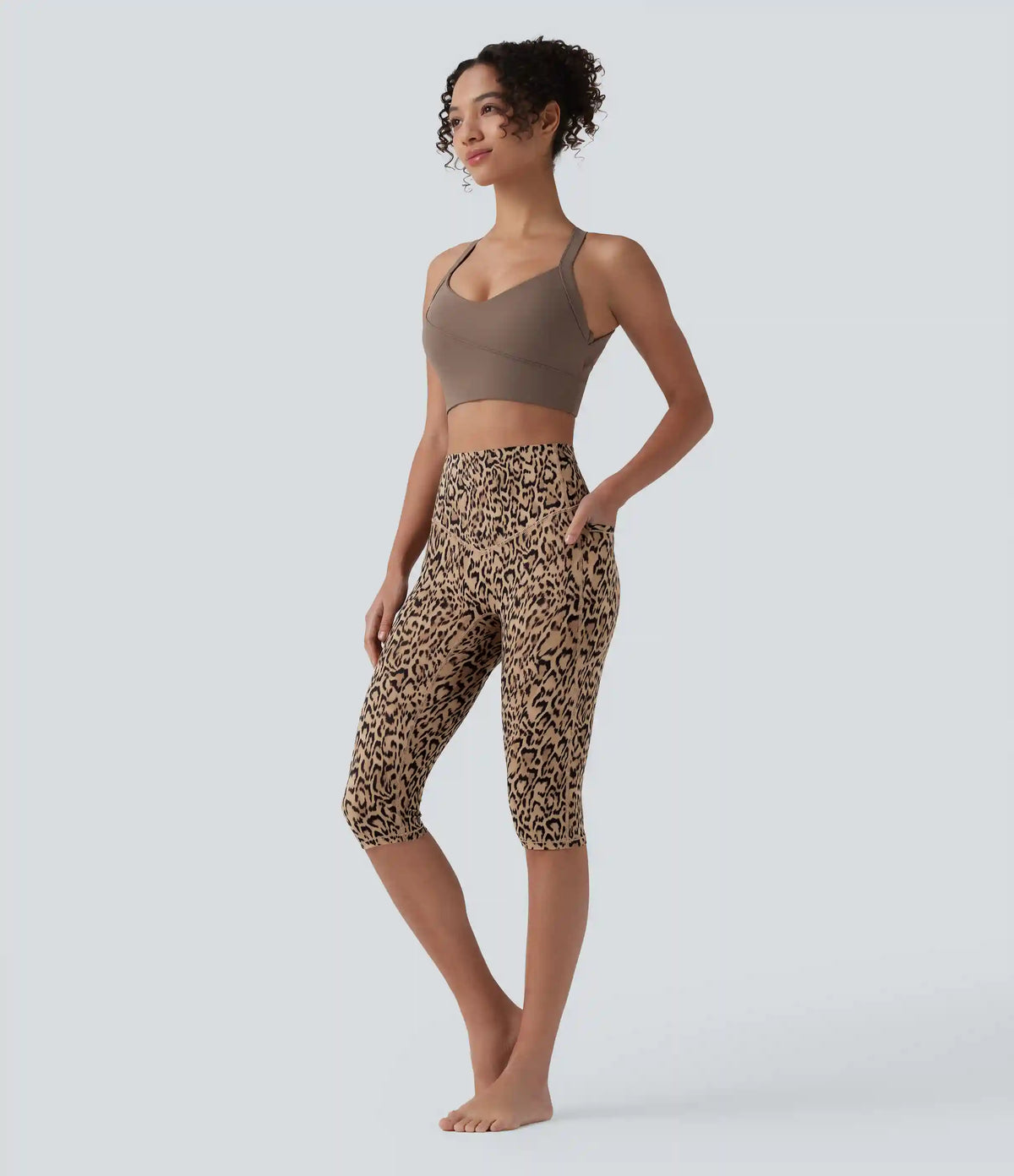 Halara UltraSculpt™ Leopard Print High Waisted Tummy Control Pedal Pusher Yoga Leggings with Pockets
