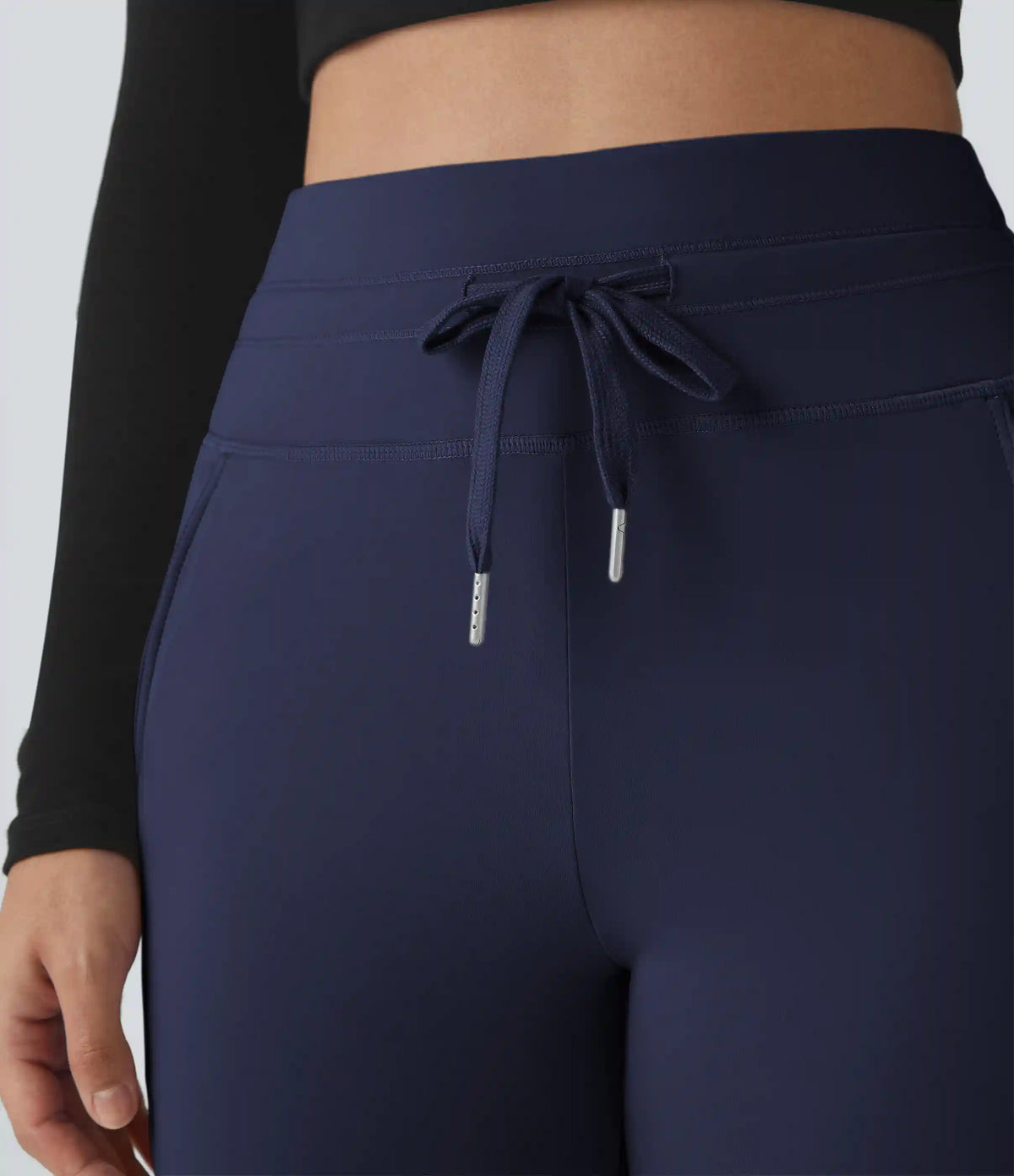 SoftlyZero™ Plush High Waisted Drawstring Pocket Plain Full Length Joggers