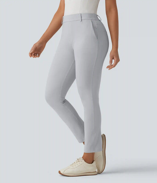Mid Rise Quick Dry Golf Slim Pants-Golf Tee Pocket-UPF40+