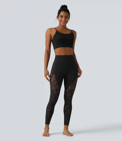 Halara UltraSculpt™ High Waisted Tummy Control Contrast Lace Yoga 7/8 Leggings with Pocket