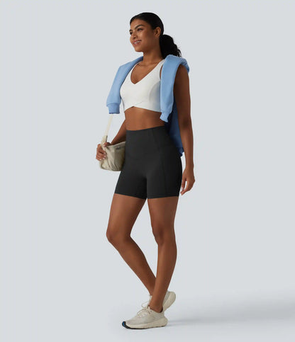 Halara UltraSculpt™ High Waisted Anti-Roll Tummy Control Shaping Workout Biker Shorts 5'' with Pockets