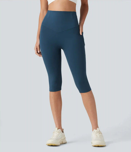 Halara UltraSculpt™ High Waisted Anti-Roll Tummy Control Shaping Workout Pedal Pushers Leggings with Pockets